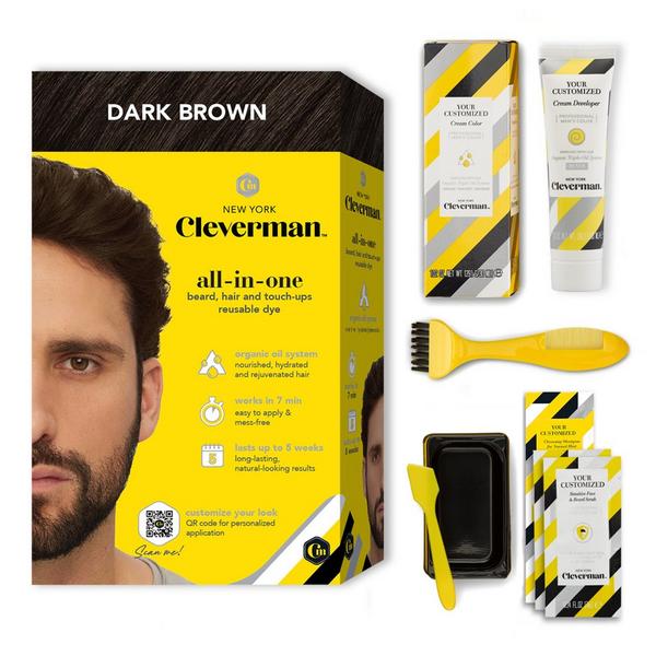 Cleverman All-In-One Beard, Hair & Touch Ups Reusable Dye Kit for Men –Natural-Looking Gray Coverage #1