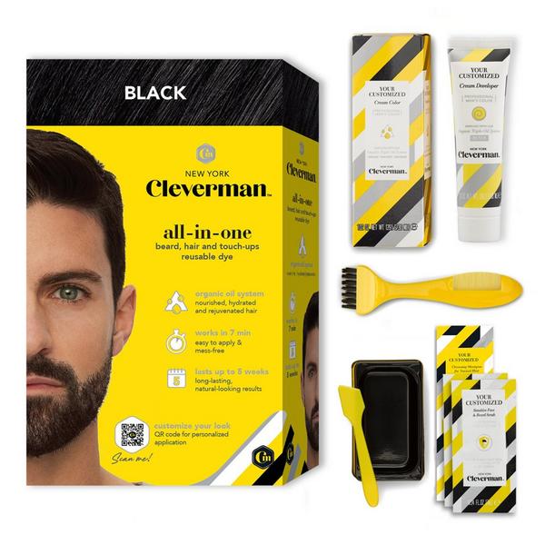 Cleverman All-In-One Beard, Hair & Touch Ups Reusable Dye Kit for Men –Natural-Looking Gray Coverage #1