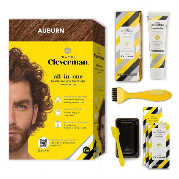 Cleverman All-In-One Beard, Hair & Touch Ups Reusable Dye Kit for Men –Natural-Looking Gray Coverage #1