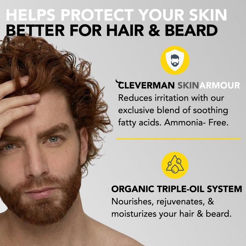 Cleverman - Auburn Reusable Beard & Hair Dye Kit - Up to 5 Uses, 7