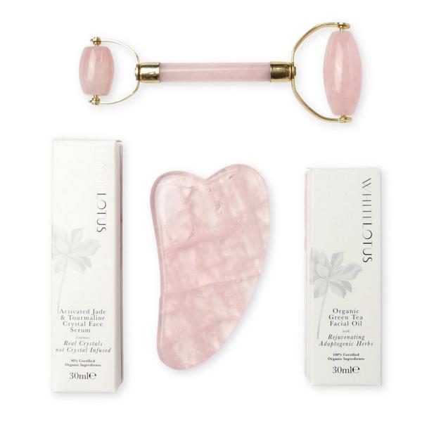 White Lotus Beauty Genuine Rose Quartz Crystal Facial Set #1