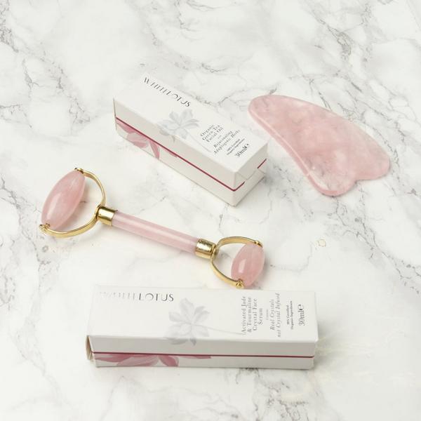 White Lotus Beauty Genuine Rose Quartz Crystal Facial Set #2