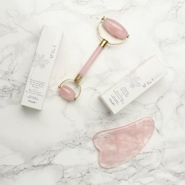 White Lotus Beauty Genuine Rose Quartz Crystal Facial Set #8
