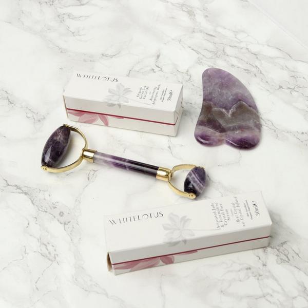 White Lotus Beauty Genuine Amethyst Crystal Facial Set #3