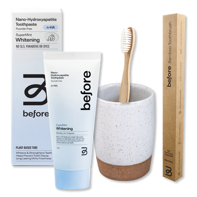 Before Oral Care Before Bathroom Makeover with White Cup