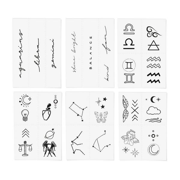 Inked by Dani Zodiac Collection: Air Signs Temporary Tattoo Pack #2