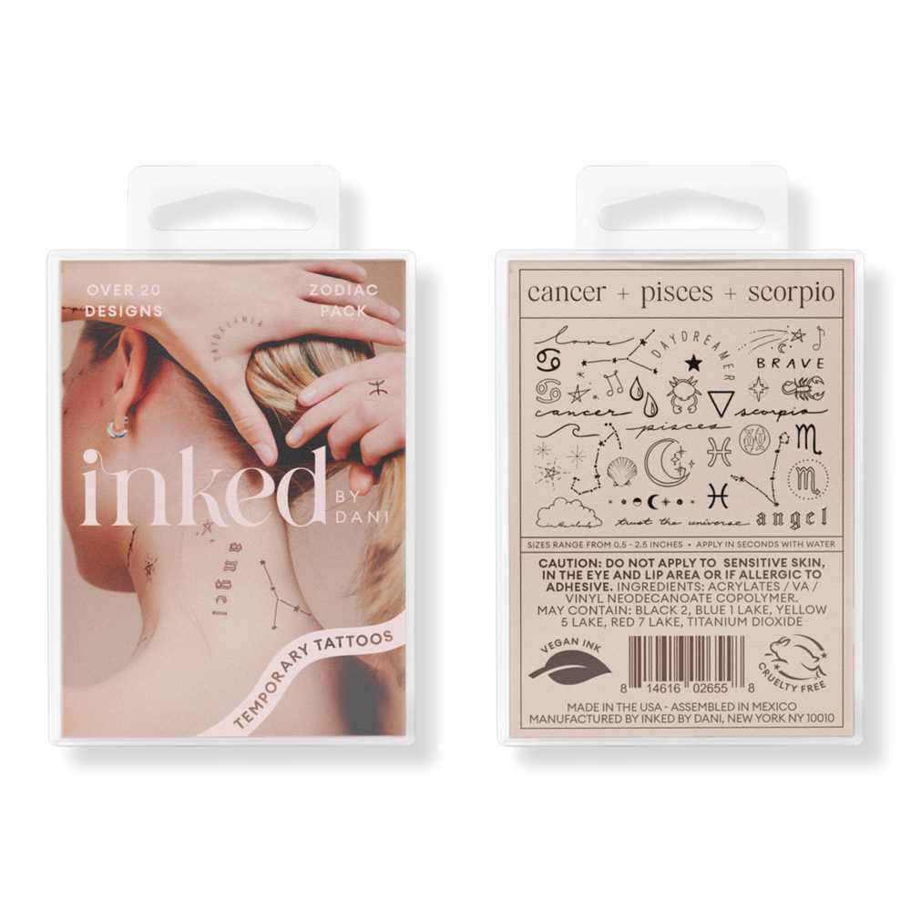 Inked by Dani Zodiac Collection: Water Signs Temporary Tattoo Pack