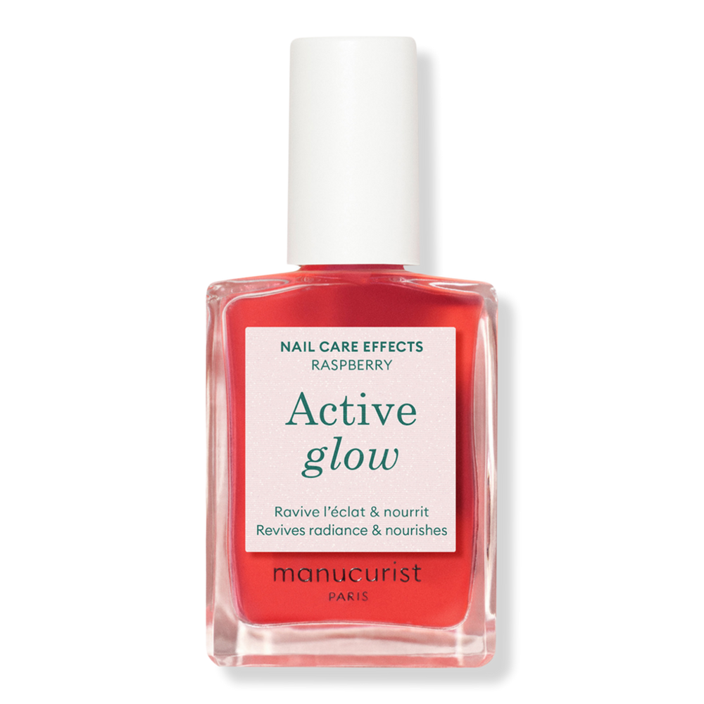 Manucurist Active Glow Nail Polish for a Gloss finish, Nail Strengthener and Growth - Raspberry