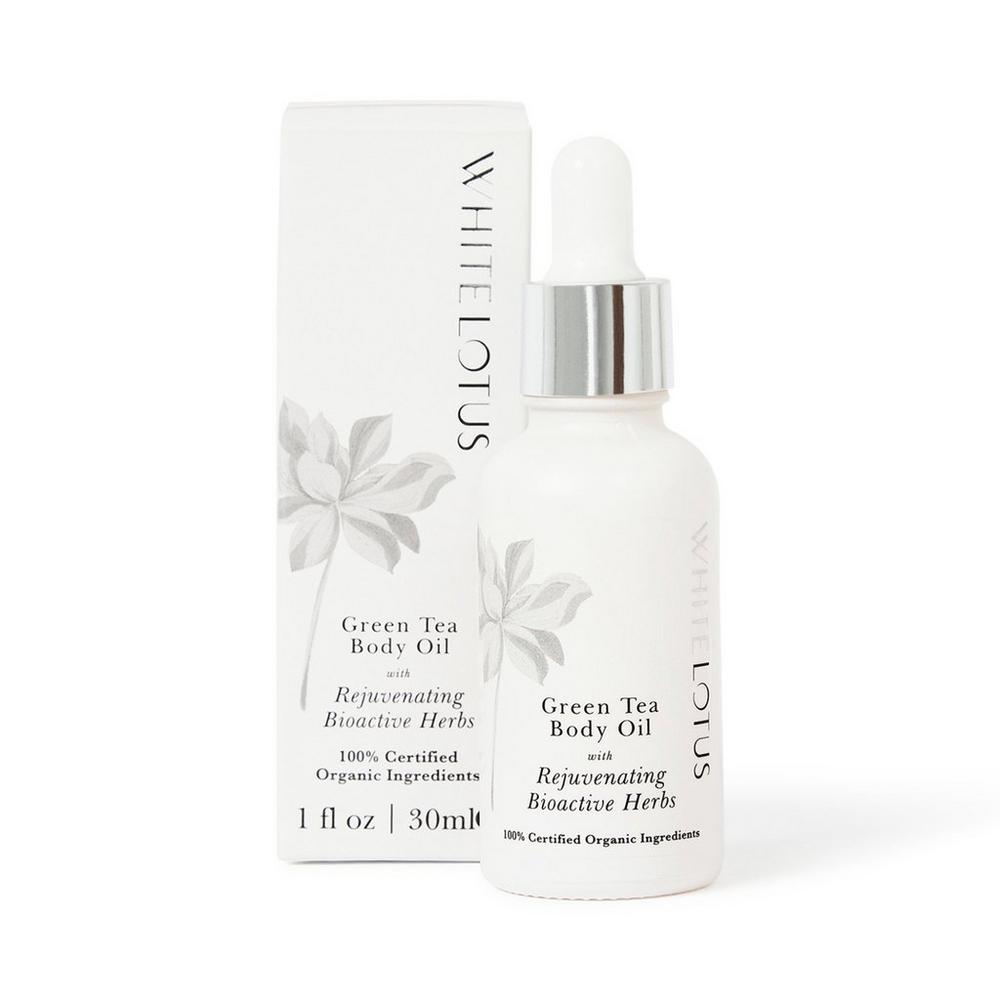 White Lotus Beauty Green Tea Body Oil With Rejuvenating Bioactive Herbs