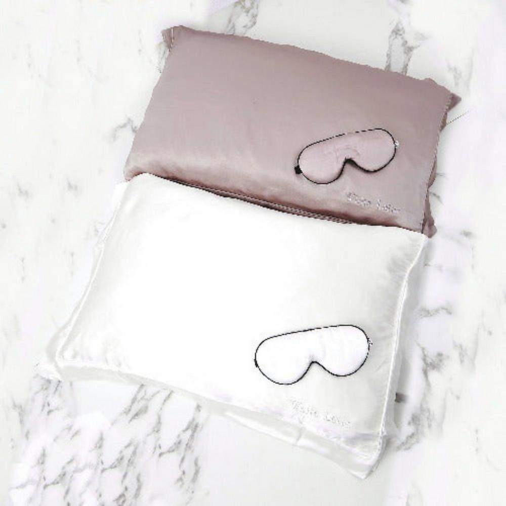 100% Mulberry Silk Pillowcase & Eye Mask Set Cruelty Free - White