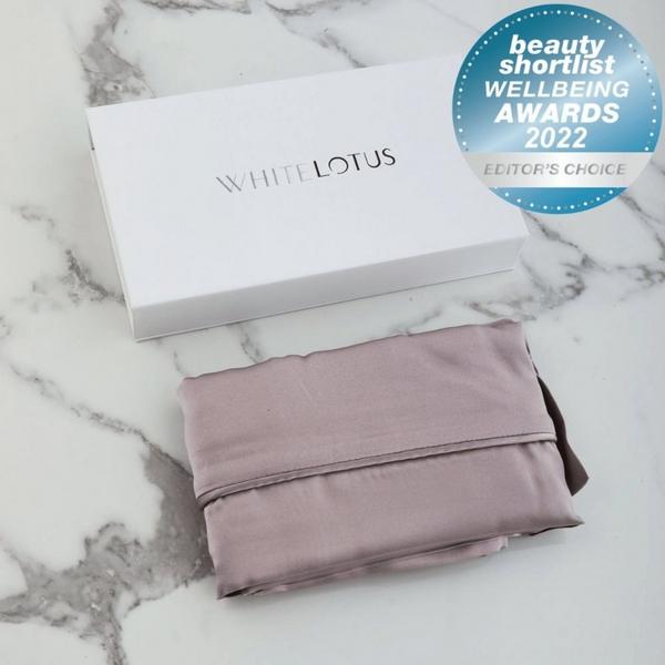 White Lotus Beauty 100% Mulberry Silk Pillowcase & Eye Mask Set Cruelty Free #2