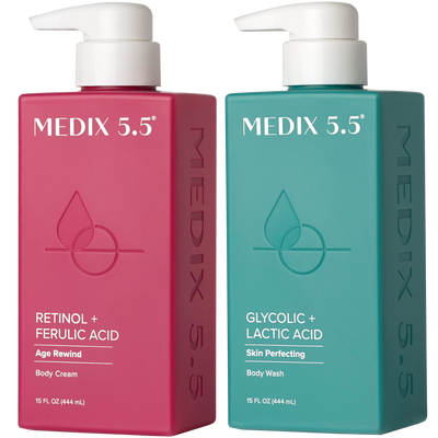 Medix 5.5 Retinol + Ferulic Acid Body Cream & Glycolic Acid + Lactic Acid Exfoliating Body Wash