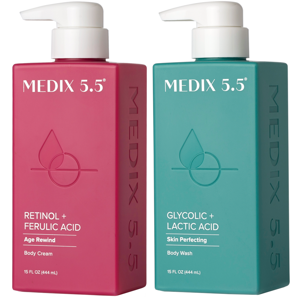 Medix 5.5 Retinol + Ferulic Acid Body Cream & Glycolic Acid + Lactic Acid Exfoliating Body Wash