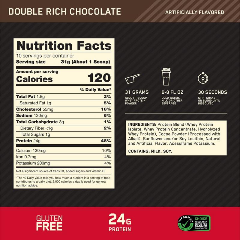 glutathione content in whey protein Optimum Nutrition Gold Standard 100% Powder - Double Rich Chocolate - 10 Servings Dynveo : Laboratoire français