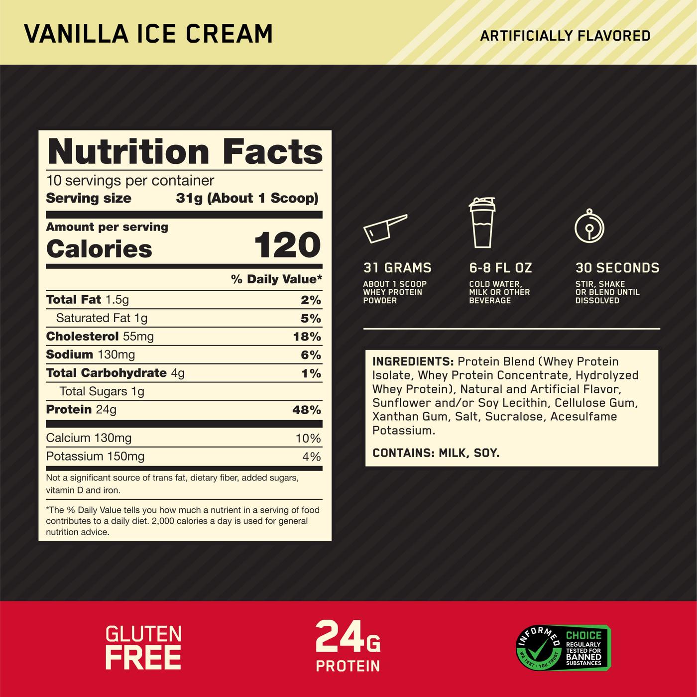 Gold Standard 100% Whey Protein Powder - 10 Servings