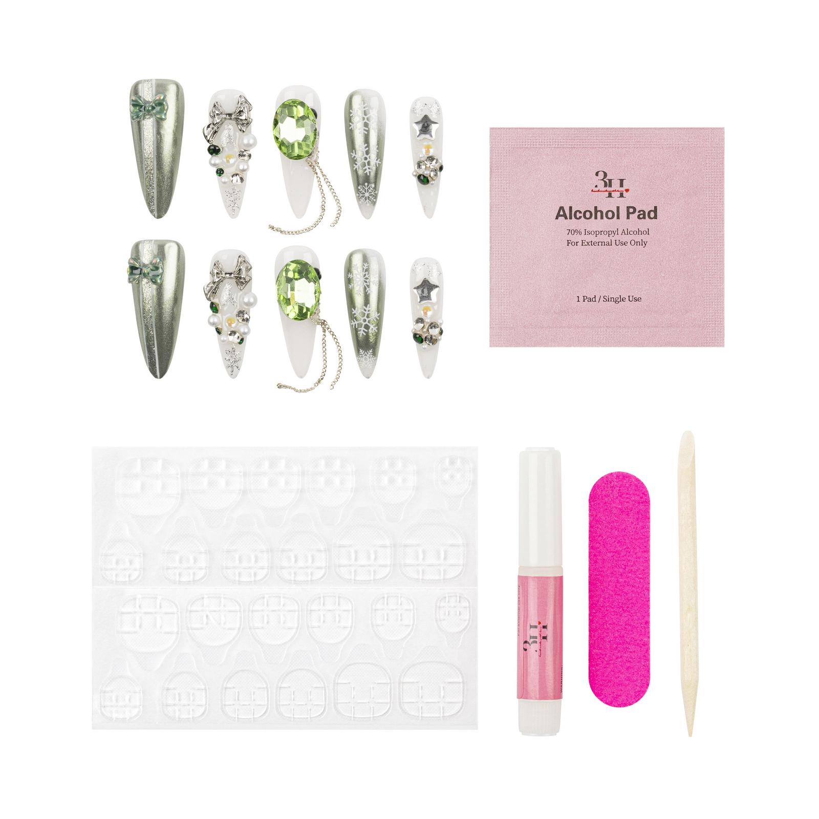Snowflake Jewel Handmade Press-On Nails - Small