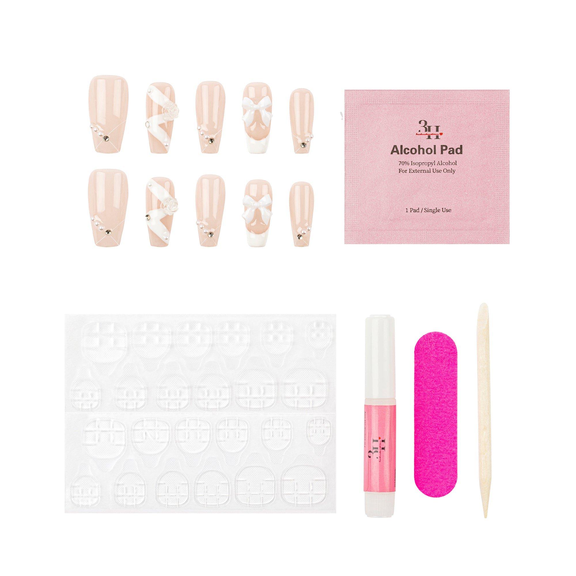 Накладные ногти 3H Nails Blush Ballet, средняя длина, форма гроб — фото 5