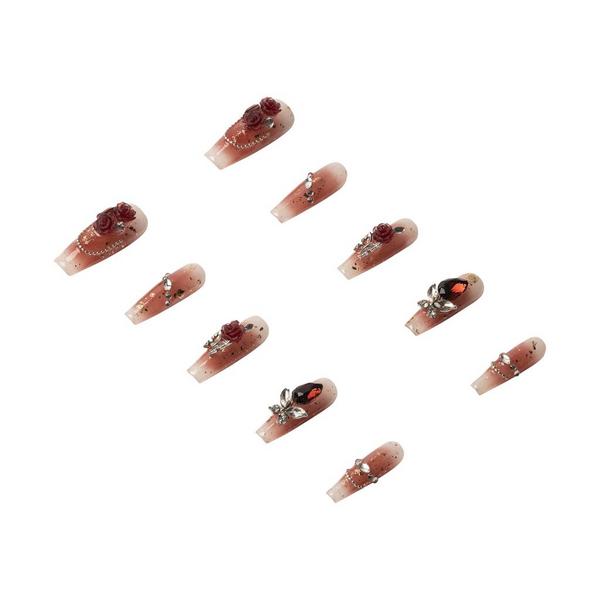 3H Nails Crimson Rose Handmade Press-On Nails #3