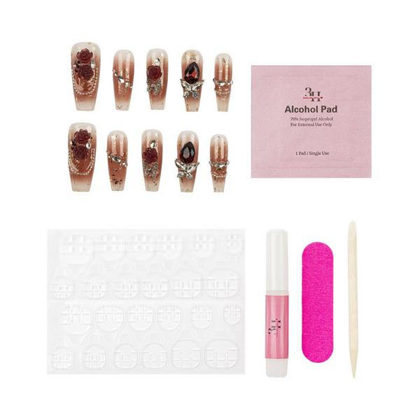 3H Nails Crimson Rose Handmade Press-On Nails #4