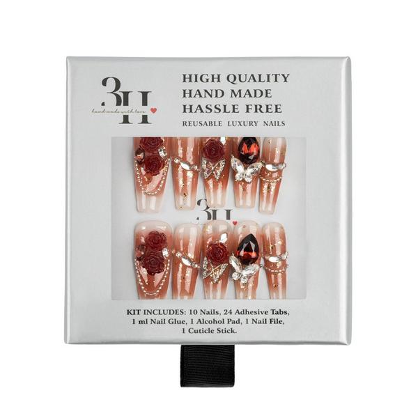 3H Nails Crimson Rose Handmade Press-On Nails #2