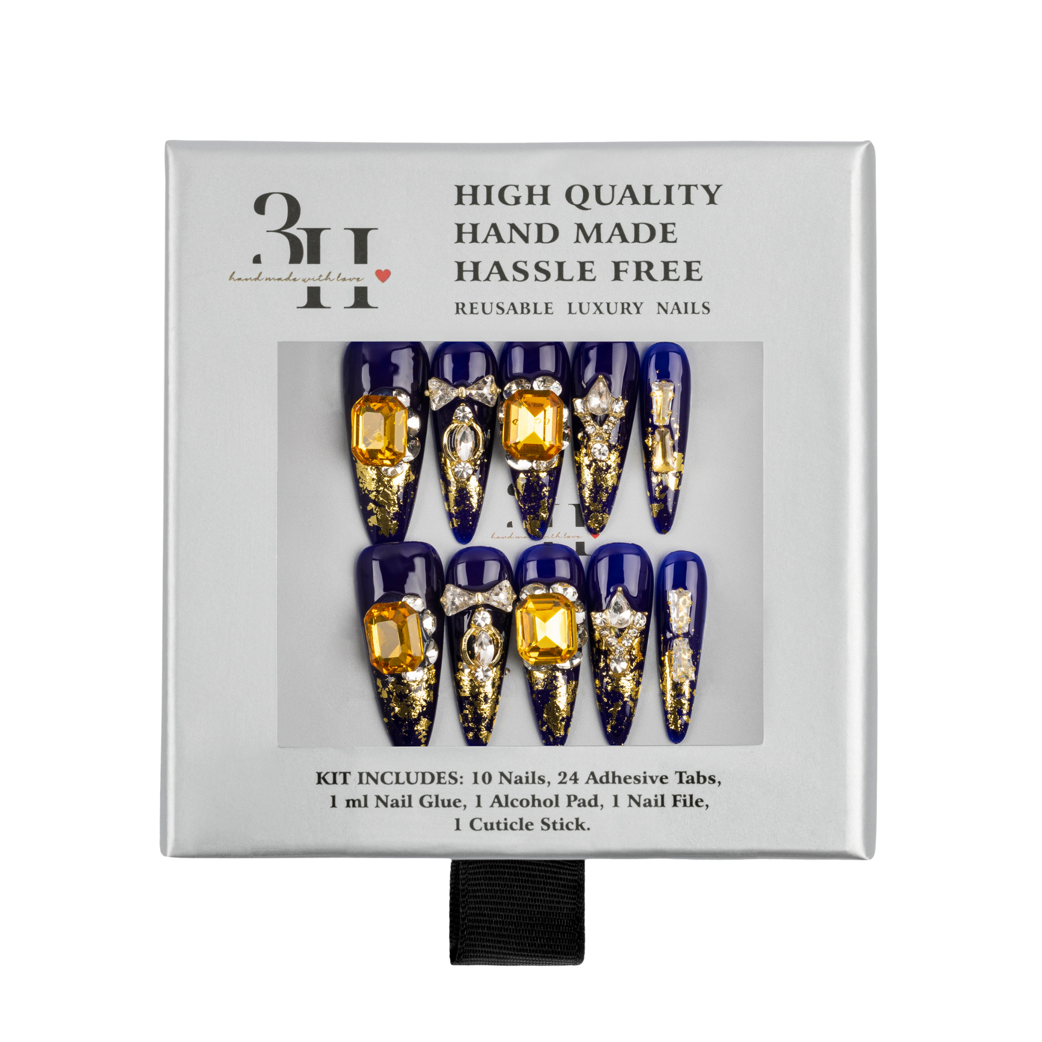 Длинные накладные ногти-стилеты 3H Nails Empire Gold — фото 4