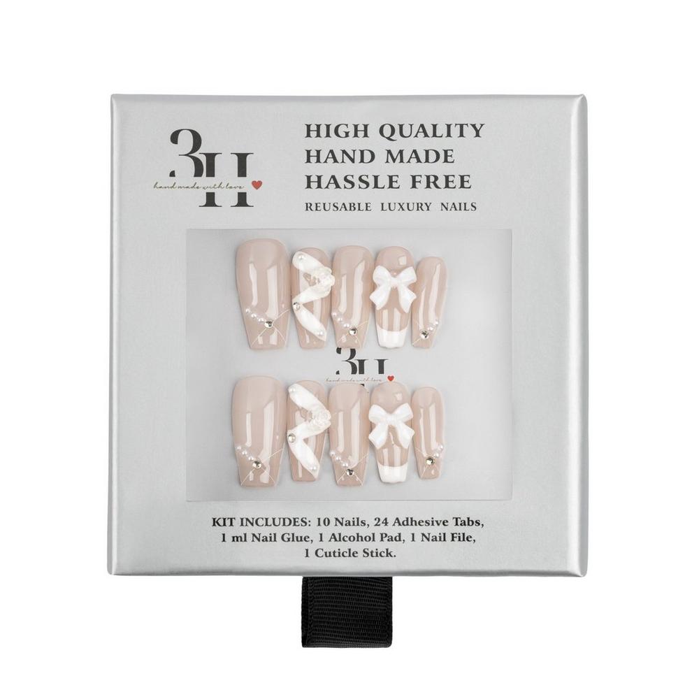 3h Nails Blush Ballet Handmade Press-on Nails - Small