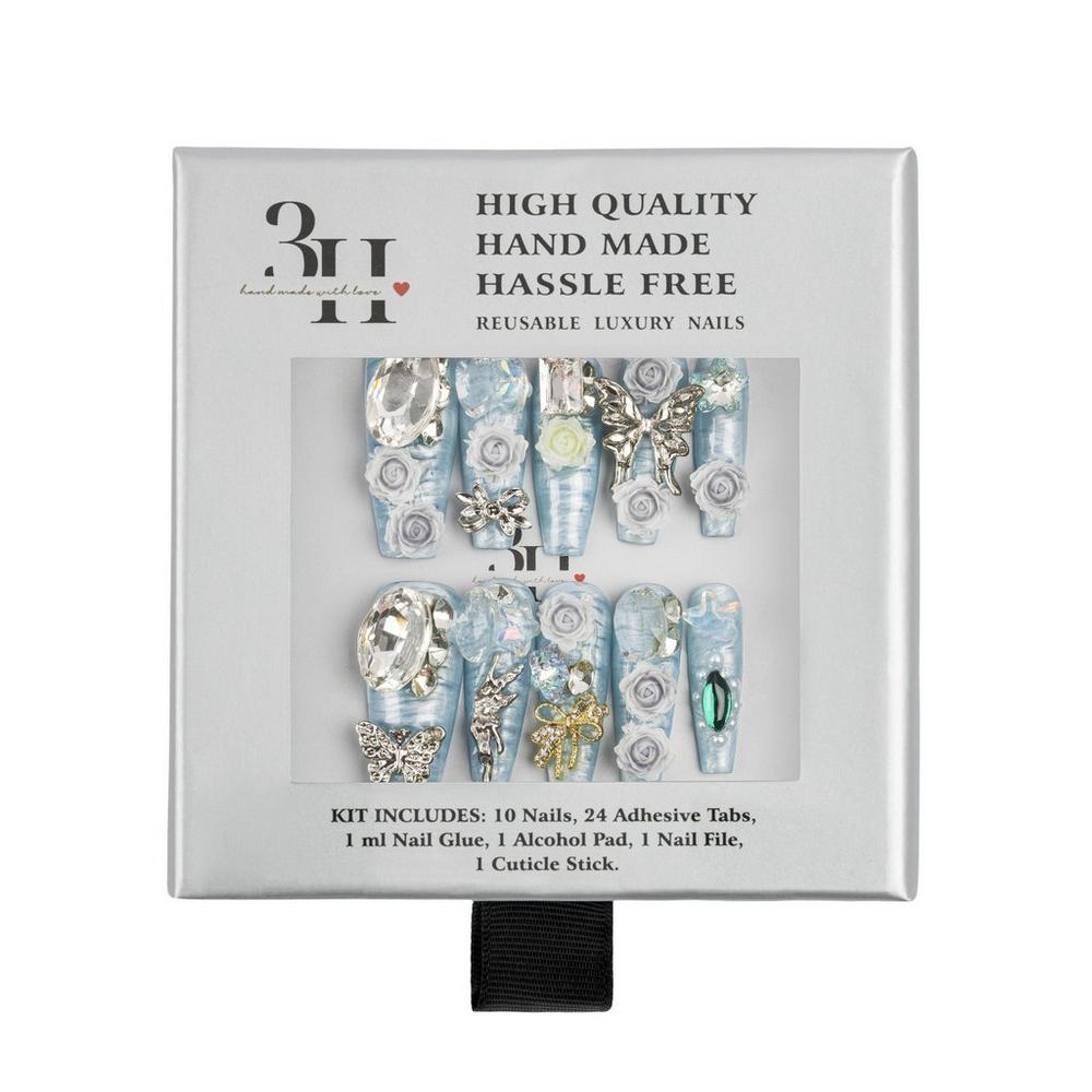 3h Nails Arctic Jewel Handmade Press-on Nails - Large