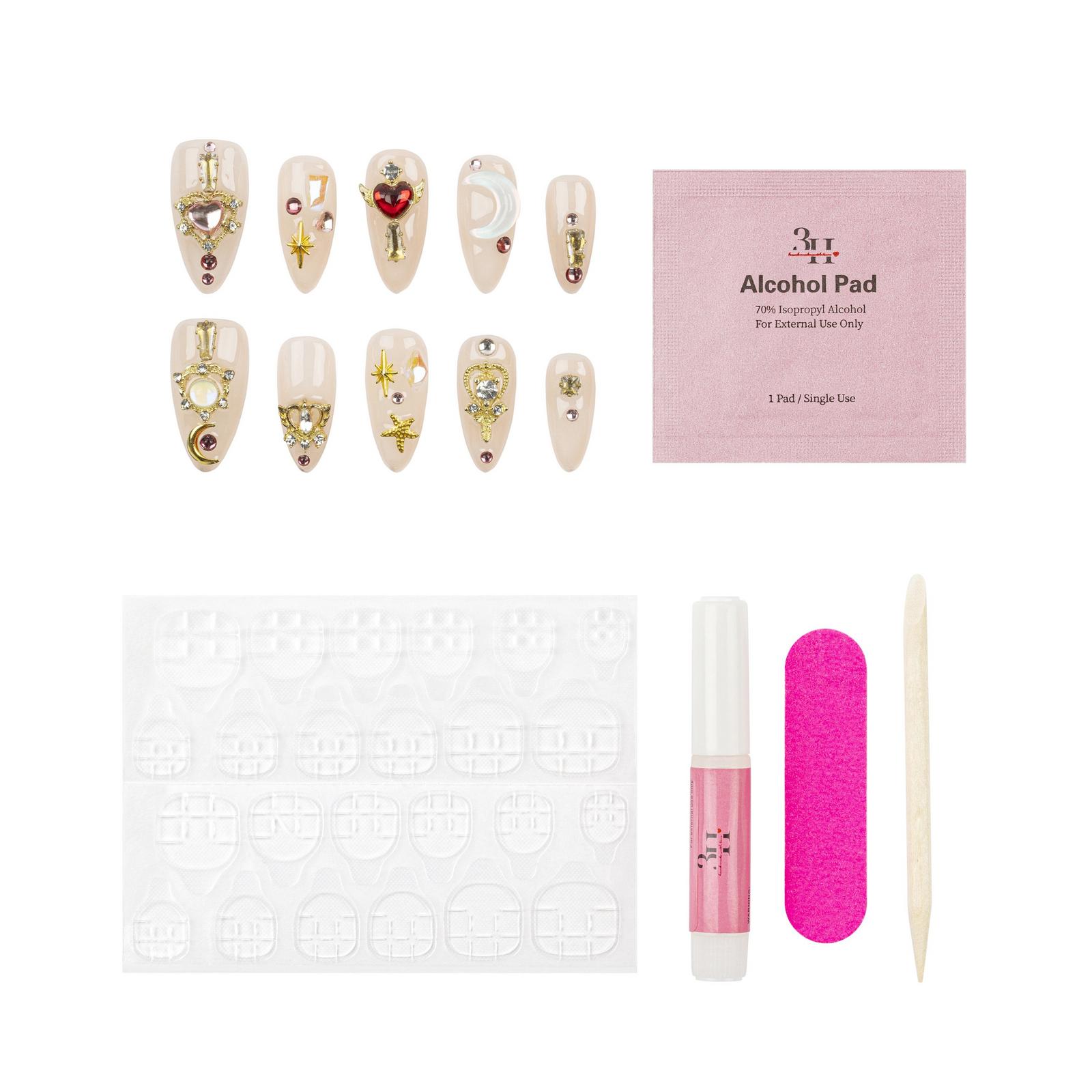 Lunar Bloom Handmade Press-On Nails - Large