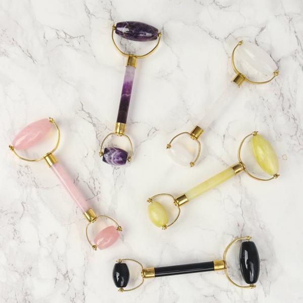 White Lotus Beauty Genuine Crystal Roller Chemical Free Amethyst #8