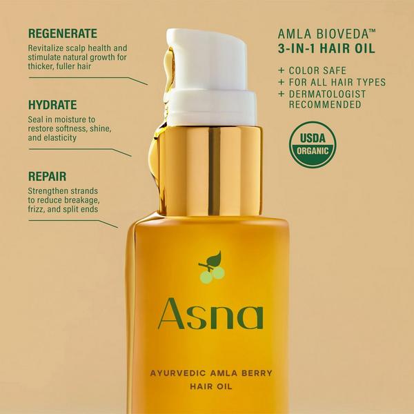 Asna Beauty Amla BioVeda Beard Oil + 3-in-1 Hair Oil Growth & Hydration Set #3