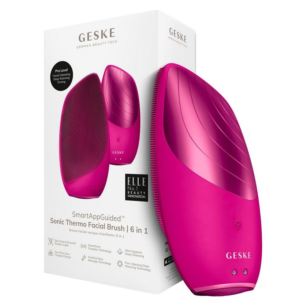 Geske Smartappguided Sonic Thermo Facial Brush | 6 In 1 - Magenta In Purple