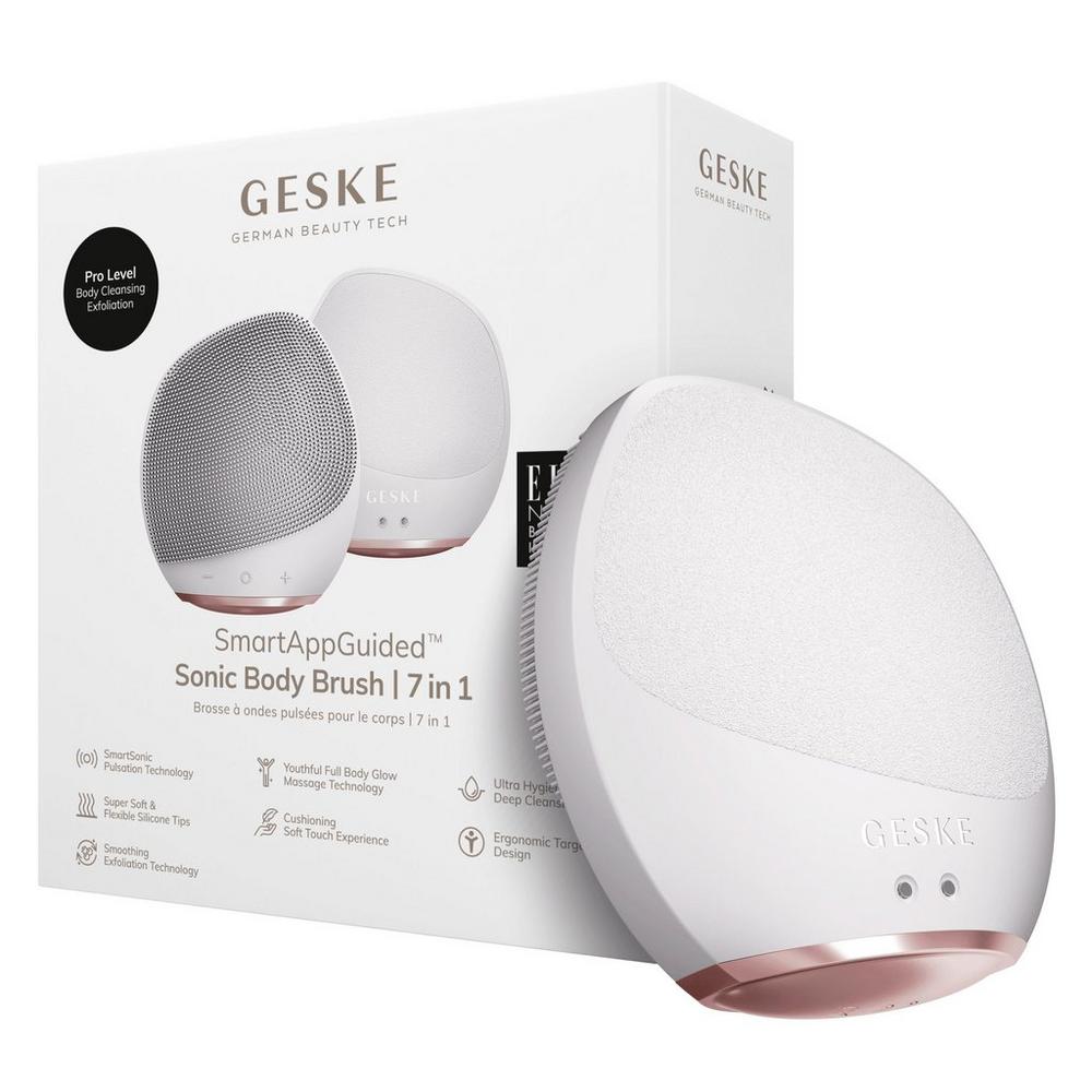 Geske Smartappguided Sonic Body Brush & Intensive Exfoliator | 7 In 1 - Starlight In Silver