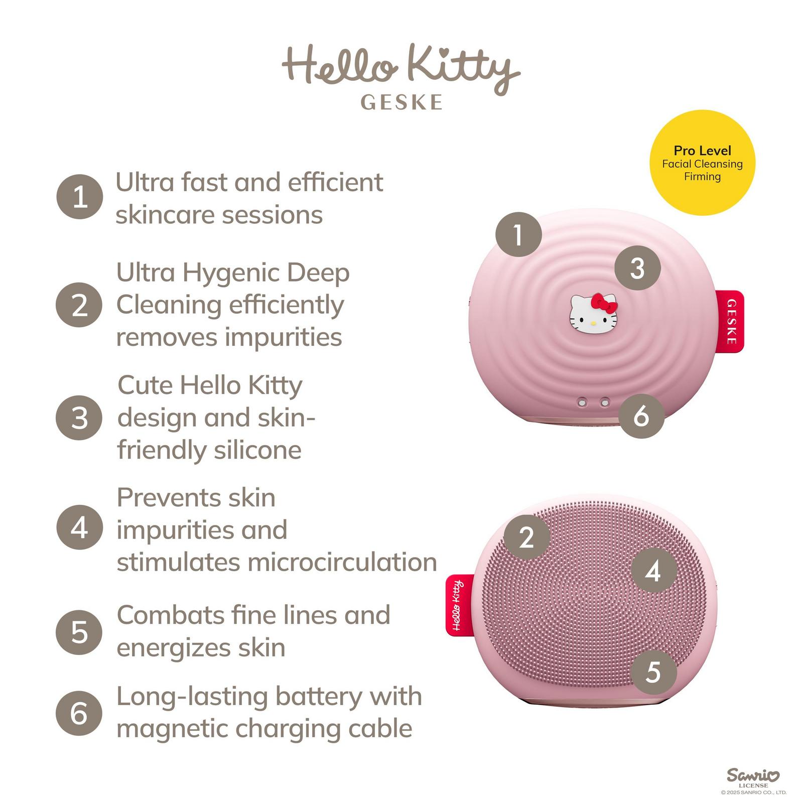 Hello Kitty SmartAppGuided Sonic Facial Brush | 4 in 1 - Hello Kitty Pink
