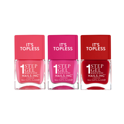 Nails Inc. It's Topless Reds 1-Step Gel-Like Manicure Nail Polish Set