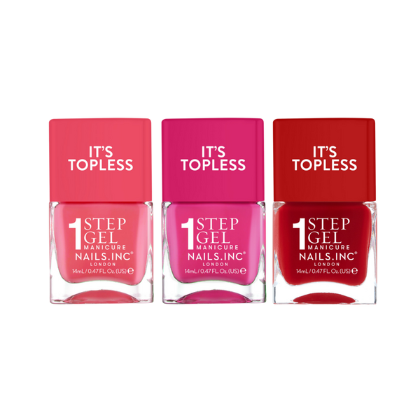 Nails Inc. It's Topless Reds 1-Step Gel-Like Manicure Nail Polish Set #1