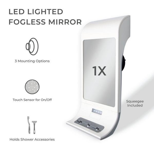 Zadro LED Lighted Fogless Shower Mirror with Suction Cup & Holder #3