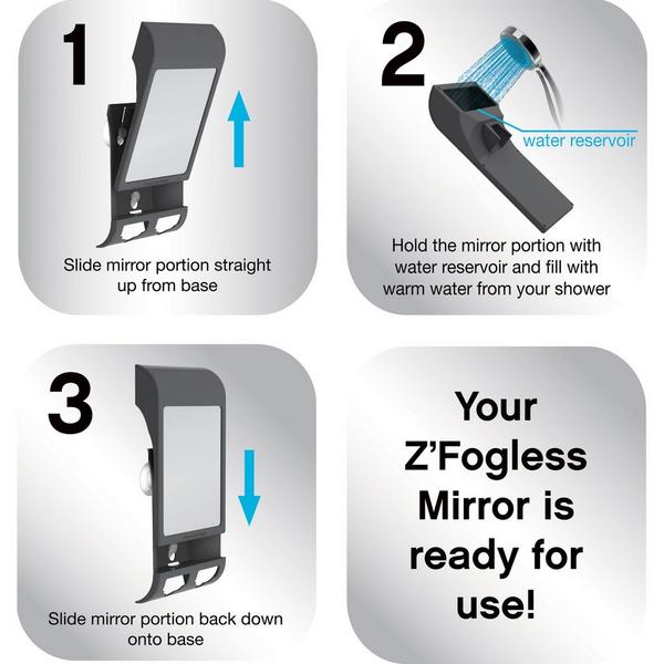 Zadro Fogless Shower Mirror with Razor Holder & Squeegee #7