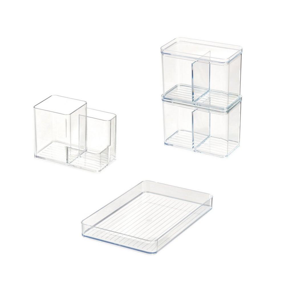 Idesign Plastic Stackable Bathroom Storage Organizer Bin Containers With Front Pull Drawer
