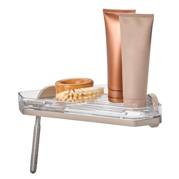 iDesign Self-Adhesive Corner Shower Shelf with Razor Holder #2