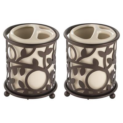 iDesign Vanilla/Bronze Vine Toothbrush Holder with 3 Sections