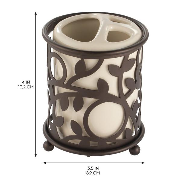 iDesign Vanilla/Bronze Vine Toothbrush Holder with 3 Sections #2