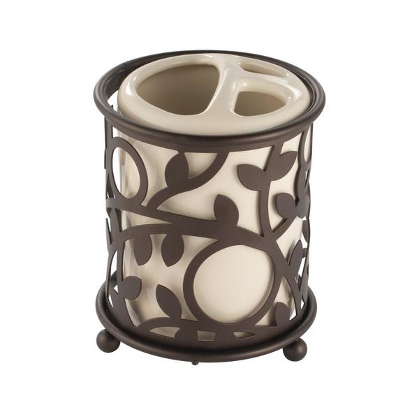 iDesign Vanilla/Bronze Vine Toothbrush Holder with 3 Sections #3