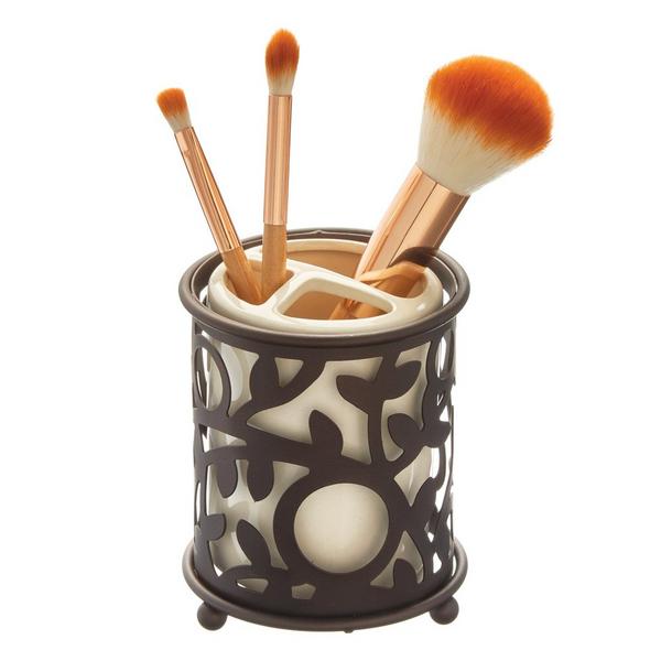 iDesign Vanilla/Bronze Vine Toothbrush Holder with 3 Sections #4