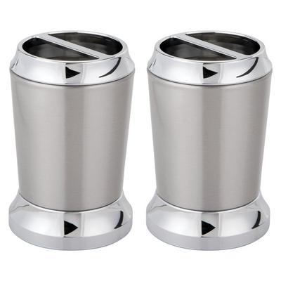 iDesign Brushed Chrome Stainless Steel Toothbrush Holder