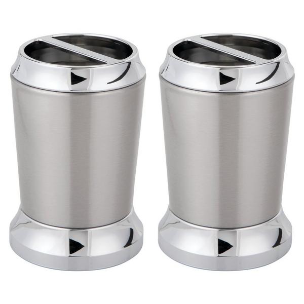 iDesign Brushed Chrome Stainless Steel Toothbrush Holder #1