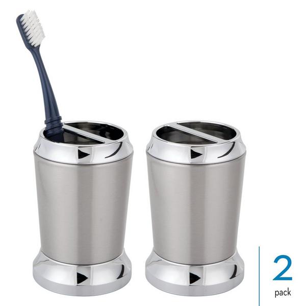 iDesign Brushed Chrome Stainless Steel Toothbrush Holder #2