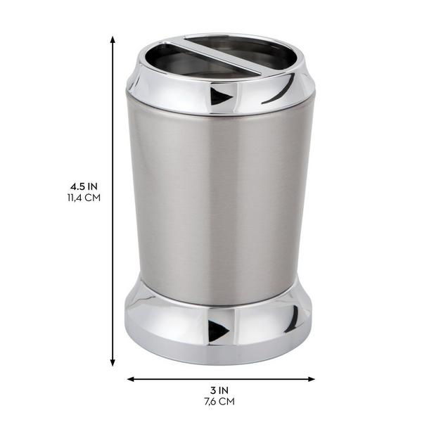 iDesign Brushed Chrome Stainless Steel Toothbrush Holder #3