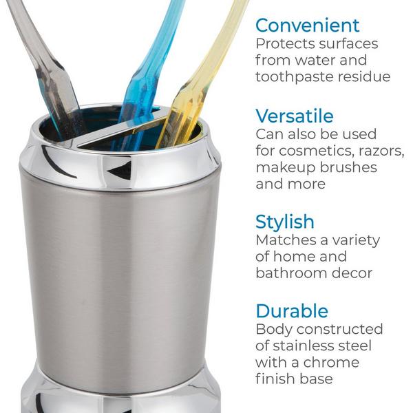 iDesign Brushed Chrome Stainless Steel Toothbrush Holder #4