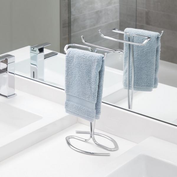 iDesign Chrome T-Shape Countertop Hand Towel Holder #4
