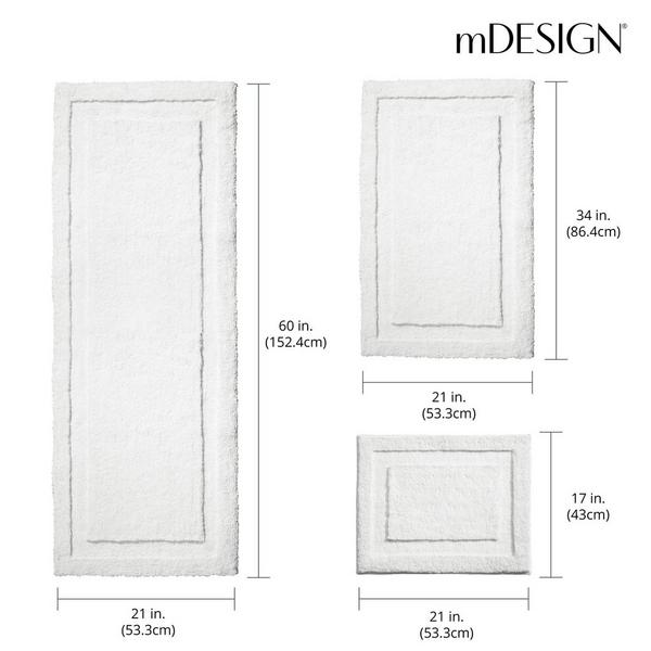 iDesign Bright White 3 Piece Microfiber Bath Mats #2
